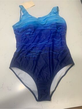 Women Assorted Swimsuits…Total (3)All One PCs. Ombre Blue One-Piece Swimsuit